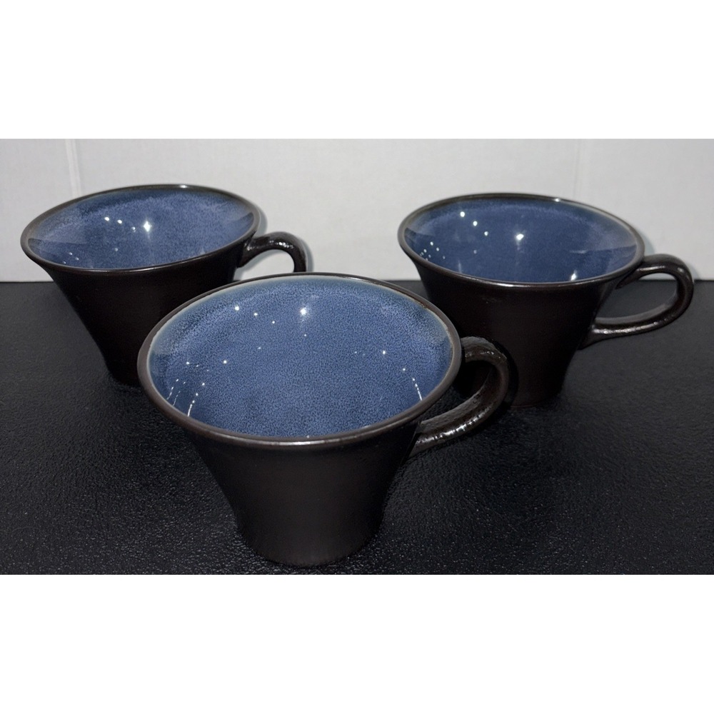 Mug Deep Blue /BlkFusion Ocean by Gabby Set of 3 Coffee/Tea Mugs Cups H 3.25 In